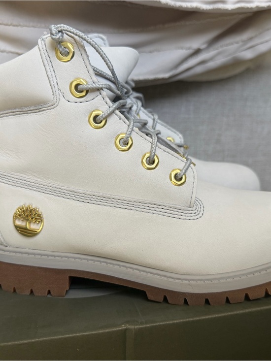 Timberland Other - Timberland White Kids Boot with Gold Eyelets and Brown Sole